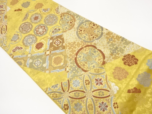 切り嵌め風華文に名物裂模様織出し袋帯